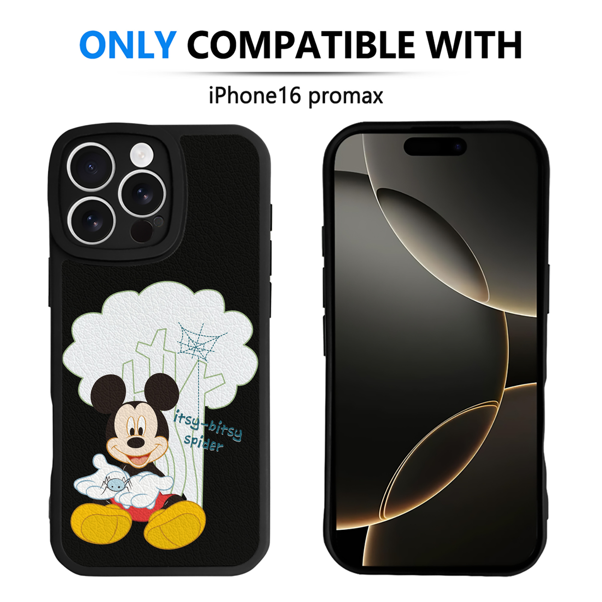 （画像用） ミッキーマウス Mickey Mouse 【iPhone 16シリーズ対応】シリコンスマホケース（レザー調） 材質：シリコン